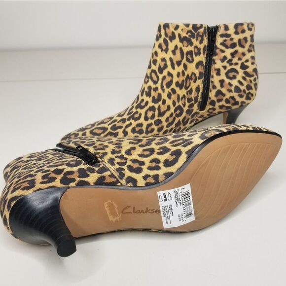 Clarks Collection Linvale Sea Booties Leopard Print Womens Brown 6M Leather - Picture 6 of 11